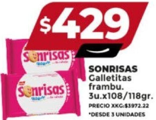 Supermayorista Vital SONRISAS Galletitas frambu. 3u.x108/118gr. oferta
