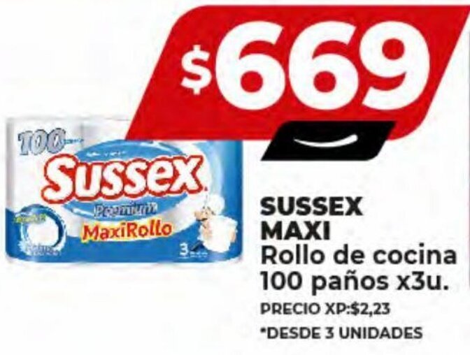 Supermayorista Vital SUSSEX MAXI Rollo de cocina 100 paños x3u. oferta