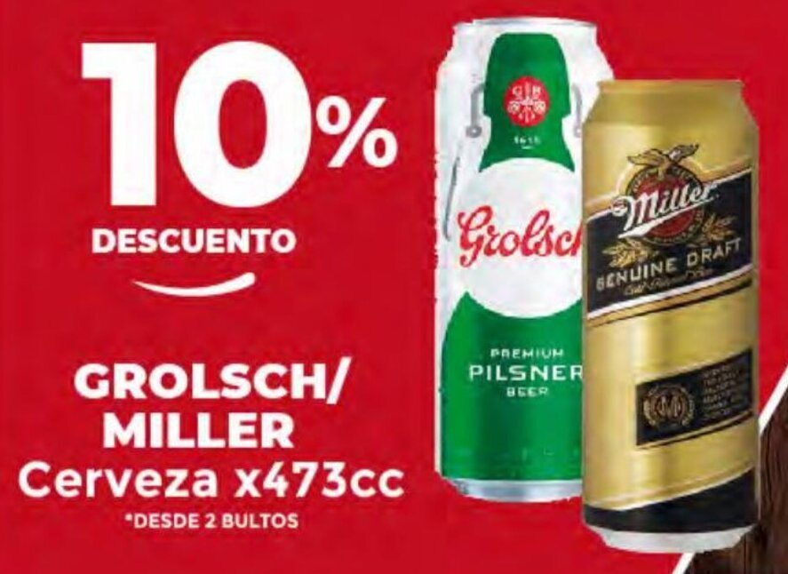 Supermayorista Vital GROLSCH/ PILSNER MILLER Cerveza x473cc oferta