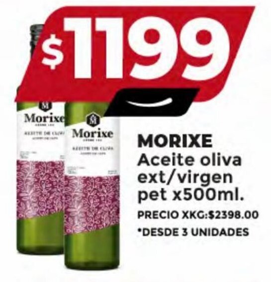 Supermayorista Vital MORIXE Aceite oliva ext/virgen pet x500ml. oferta