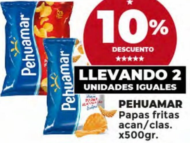 Supermayorista Vital Pehuamar Papas fritas acan/clas. x500gr. oferta