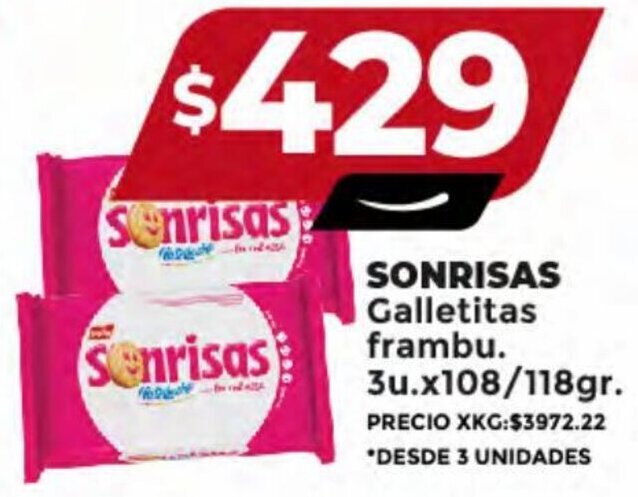Supermayorista Vital SONRISAS Galletitas frambu. 3u.x108/118gr. oferta
