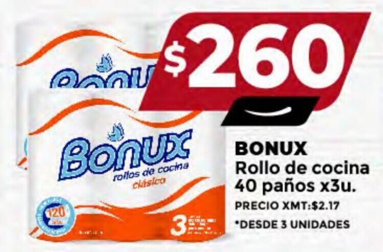 Supermayorista Vital BONUX Rollo de cocina 40 paños x3u. oferta