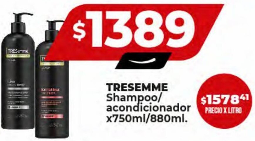 Supermayorista Vital TRESEMME Shampoo/ acondicionador PRECIO X LITRO x750ml/880ml. oferta