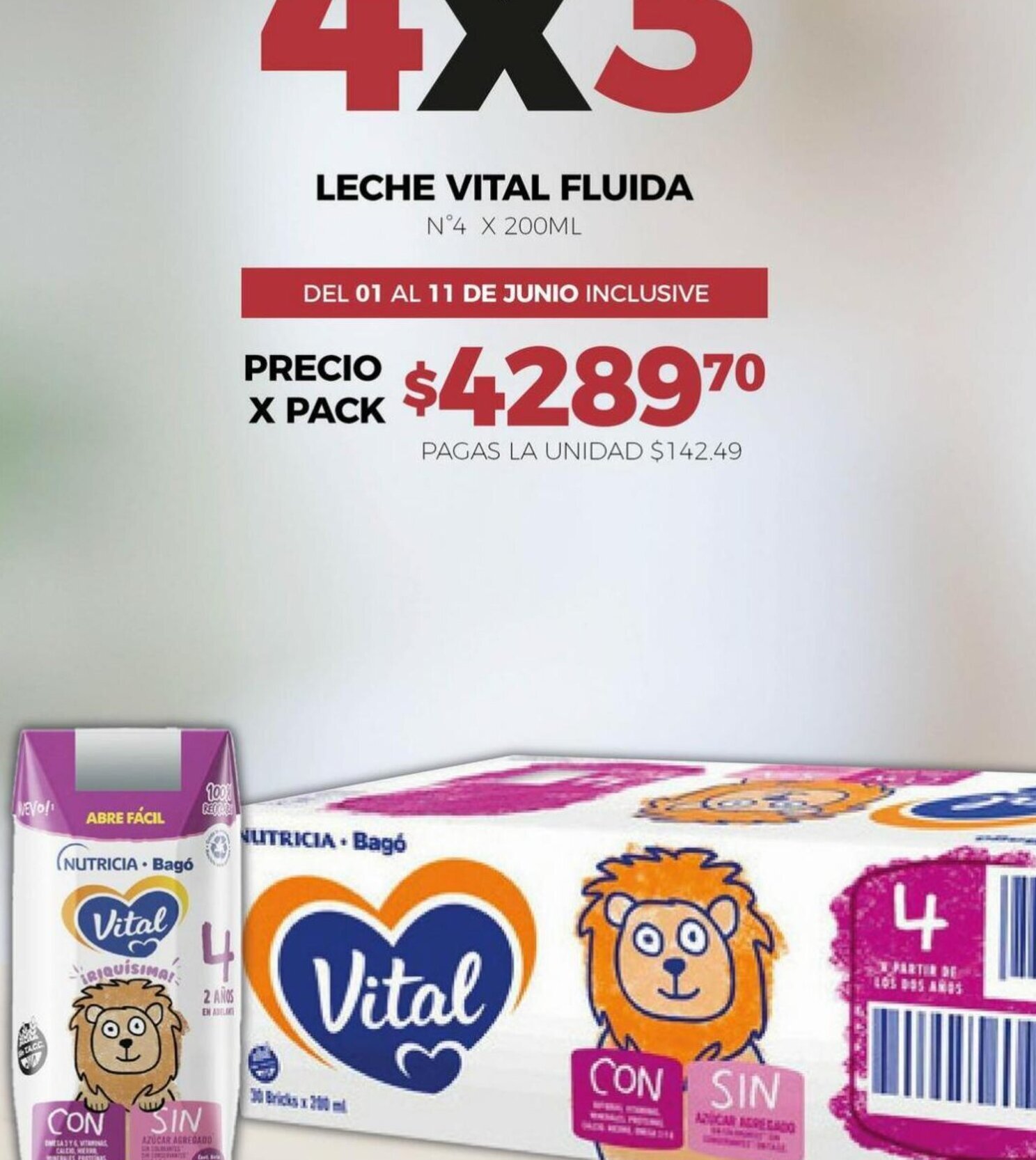Supermercados Tadicor LECHE VITAL FLUIDA N°4 X 200ML oferta