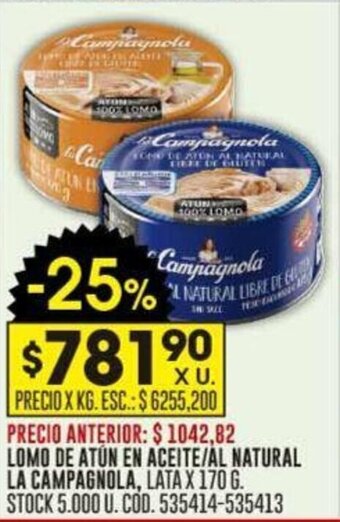 Coto LOMO DE ATÚN EN ACEITE/AL NATURAL LA CAMPAGNOLA, LATA X 170 G. oferta