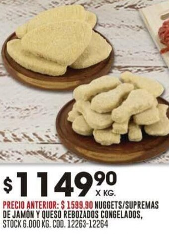 Coto NUGGETS/SUPREMAS DE JAMÓN Y QUESO REBOZADOS CONGELADOS oferta
