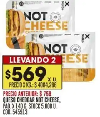 Coto QUESO CHEDDAR NOT CHEESE, PAQ.X 140 G oferta