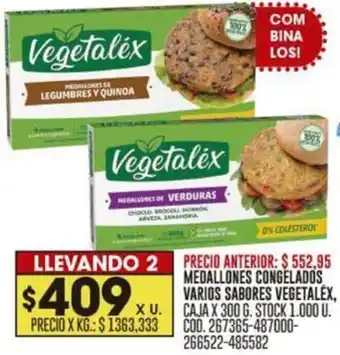 Coto MEDALLONES CONGELADOS VARIOS SABORES VEGETALEX, CAJA X 300 G. oferta