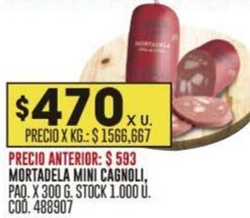 Coto MORTADELA MINI CAGNOLI, PAQ.X 300 G. oferta