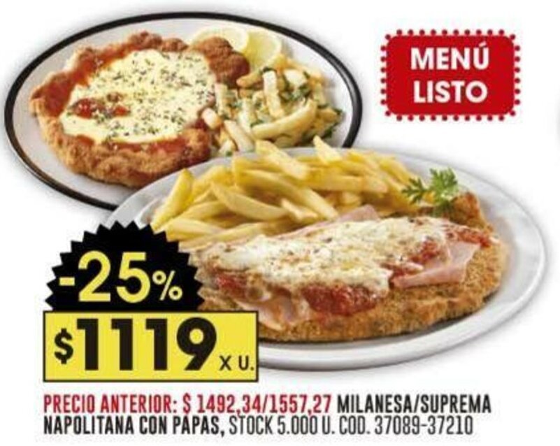 Coto MILANESA/SUPREMA NAPOLITANA CON PAPAS oferta