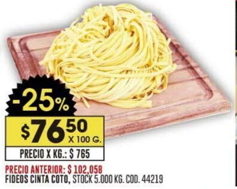 Coto FIDEOS CINTA COTO oferta