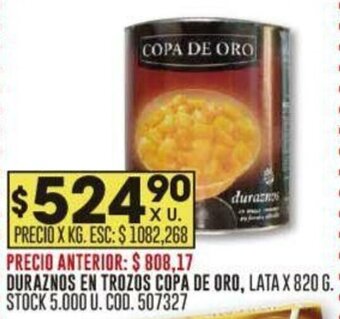 Coto DURAZNOS EN TROZOS COPA DE ORO, LATA X 820 G. oferta