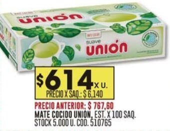Coto MATE COCIDO UNIÓN, EST. X 100 SAQ. oferta