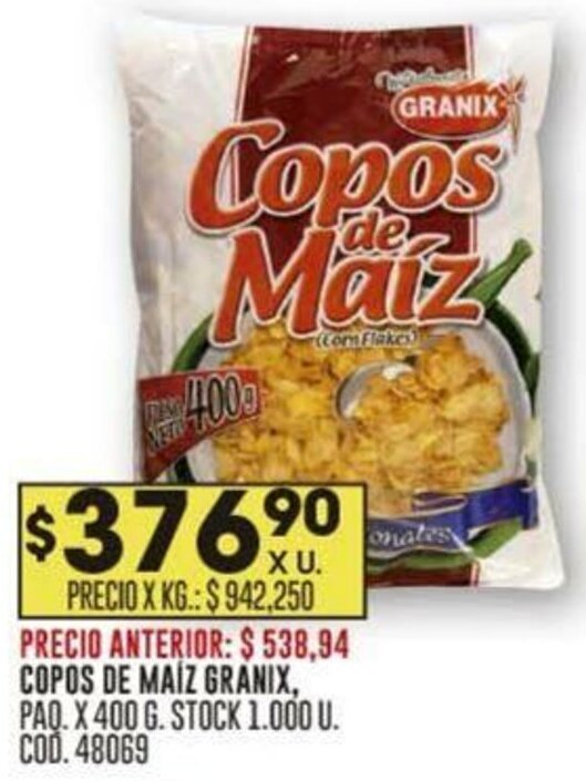 Coto COPOS DE MAIZ GRANIX, PAQ. X 400 G. oferta