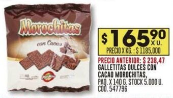 Coto GALLETITAS DULCES CON CACAO MOROCHITAS, PAQ. X 140 G. oferta