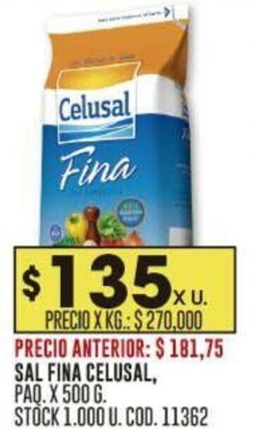 Coto SAL FINA CELUSAL, PAQ.X 500 G. oferta