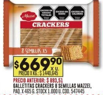 Coto GALLETITAS CRACKERS 8 SEMILLAS MAZZEI, PAQ.X 465 G. oferta
