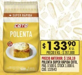 Coto POLENTA SUPER RAPIDA COTO, PAQ. X 500 G. oferta