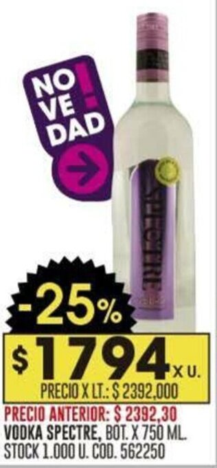 Coto VODKA SPECTRE, BOT. X 750 ML. oferta