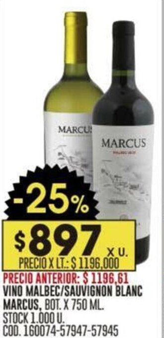 Coto VINO MALBEC/SAUVIGNON BLANC MARCUS, BOT. X 750 ML. oferta