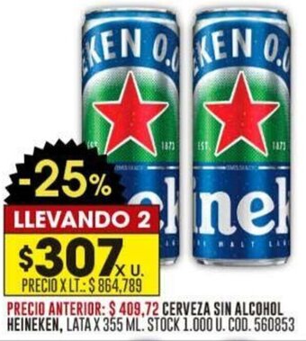 Coto CERVEZA SIN ALCOHOL HEINEKEN, LATA X 355 ML. oferta