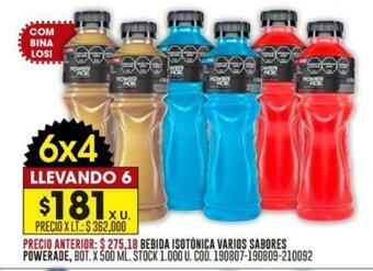 Coto BEBIDA ISOTÓNICA VARIOS SABORES POWERADE, BOT. X 500 ML. oferta