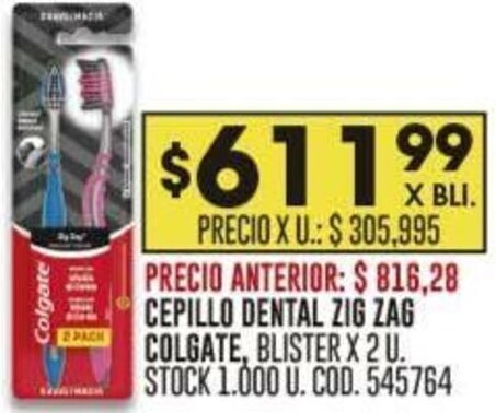 Coto CEPILLO DENTAL ZIG ZAG COLGATE, BLISTER X 2 U. oferta