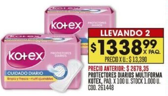 Coto PROTECTORES DIARIOS MULTIFORMA KOTEX, PAQ. X 100 U. oferta