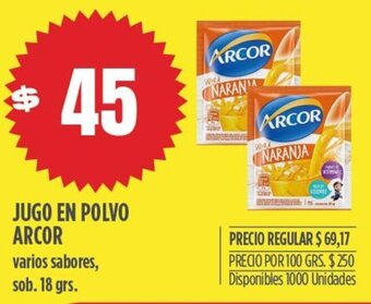 Supermercados Vea JUGO EN POLVO ARCOR varios sabores, sob. 18 grs. oferta