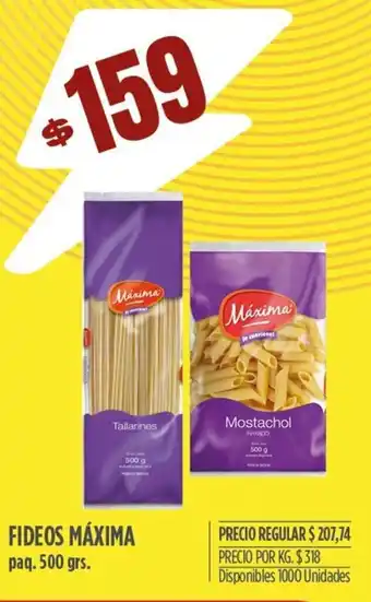 Supermercados Vea FIDEOS MÁXIMA paq. 500 grs. oferta