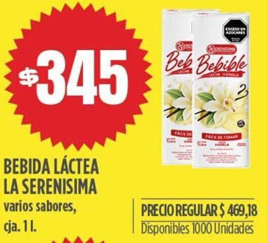 Supermercados Vea BEBIDA LÁCTEA LA SERENISIMA varios sabores, cja. 1L. oferta