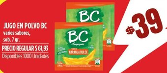 Supermercados Vea JUGO EN POLVO BC varios sabores, sob. 7 gr. oferta