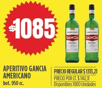 Supermercados Vea APERITIVO GANCIA AMERICANO bot. 950 cc. oferta