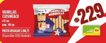 Supermercados Vea VAINILLAS CUISINE&CO x12 un. paq. 148 gr. oferta
