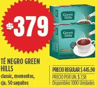 Supermercados Vea TÉ NEGRO GREEN HILLS classic, momentos, cja. 50 saquitos oferta