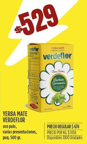 Supermercados Vea YERBA MATE VERDEFLOR con palo, varias presentaciones, paq. 500 gr. oferta