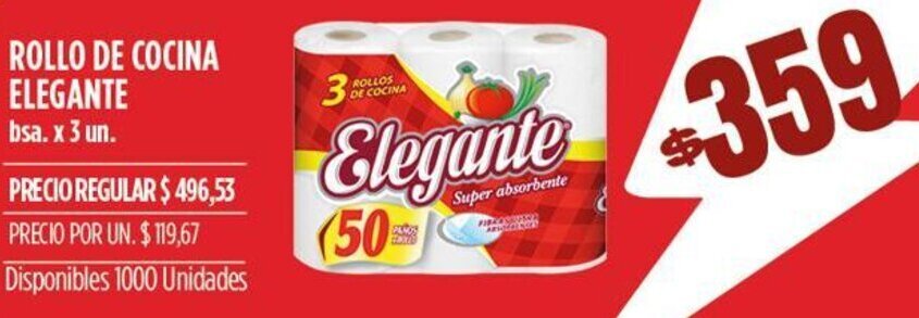 Supermercados Vea ROLLO DE COCINA ELEGANTE bsa. x 3 un. oferta