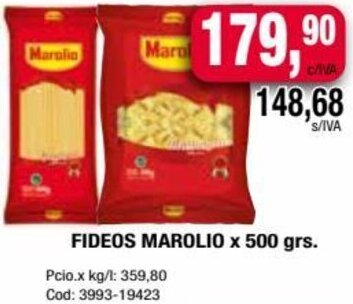 Maxiconsumo FIDEOS MAROLIO x 500 grs. oferta