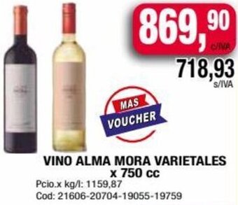 Maxiconsumo VINO ALMA MORA VARIETALES x 750 cc oferta