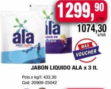 Maxiconsumo JABON LIQUIDO ALA x 3 It. oferta