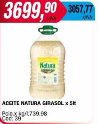 Maxiconsumo ACEITE NATURA GIRASOL x 5lt oferta