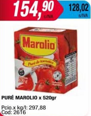 Maxiconsumo PURÉ MAROLIO x 520gr oferta