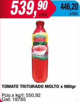 Maxiconsumo TOMATE TRITURADO MOLTO x 980gr oferta