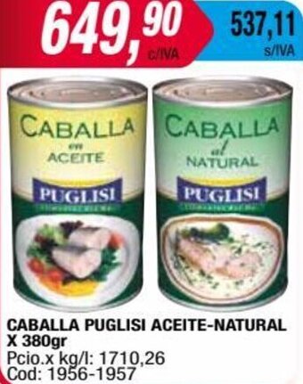 Maxiconsumo CABALLA PUGLISI ACEITE-NATURAL X 380gr oferta
