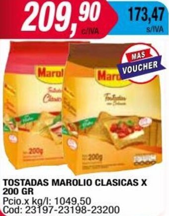 Maxiconsumo TOSTADAS MAROLIO CLASICAS X 200 GR oferta