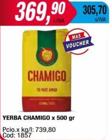 Maxiconsumo YERBA CHAMIGO x 500 gr oferta