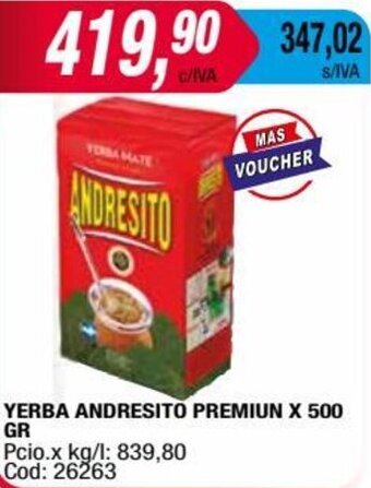 Maxiconsumo YERBA ANDRESITO PREMIUN X 500 GR oferta