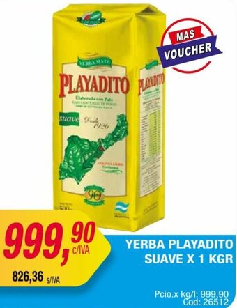 Maxiconsumo YERBA PLAYADITO SUAVE X 1 KGR oferta