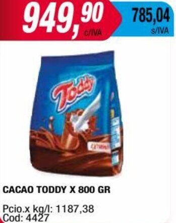 Maxiconsumo CACAO TODDY X 800 GR oferta